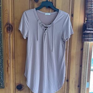 12 Pm By Mon Ami Lace-Up Mauve Tee